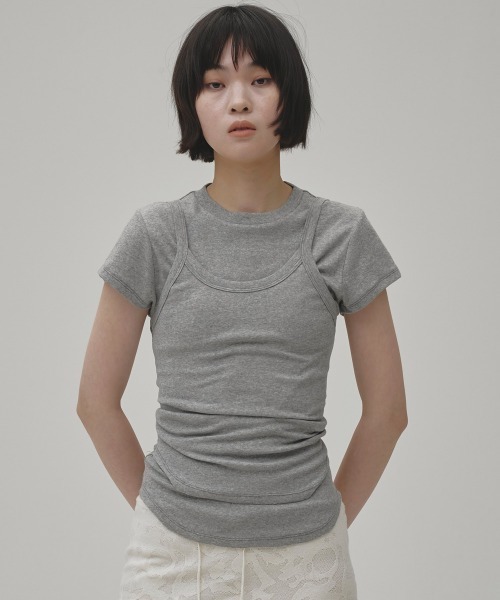 TODAYFUL(トゥデイフル)の「Soft Fraice T-shirts(Tシャツ/カットソー・レディース・スミクロ/グレー/アイボリー・FREE)」の8枚目の写真