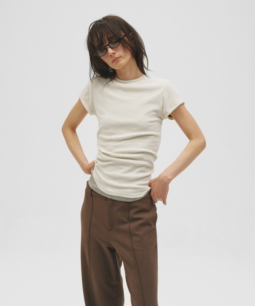 TODAYFUL(トゥデイフル)の「Soft Fraice T-shirts(Tシャツ/カットソー・レディース・スミクロ/グレー/アイボリー・FREE)」の19枚目の写真