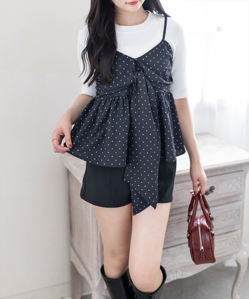 clear（クリア）の「無地柄アソートリボン風ビスチェ［大人 カジュアル ガーリー 着回し力抜群］≪新作≫（キャミソール・レディース・オフホワイト/ブラック系その他/ブラック/ホワイト系その他/イエロー・F）」の4枚目の写真