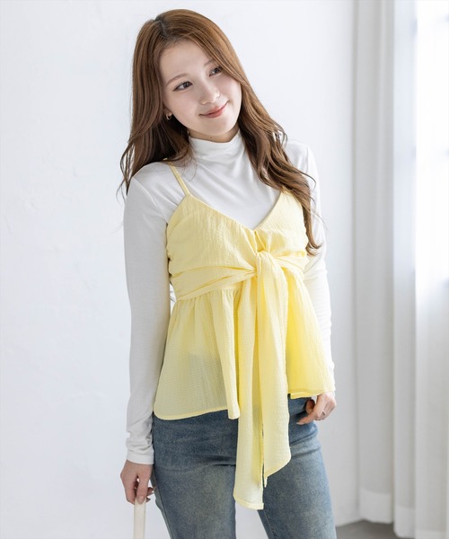 clear（クリア）の「無地柄アソートリボン風ビスチェ［大人 カジュアル ガーリー 着回し力抜群］≪新作≫（キャミソール・レディース・オフホワイト/ブラック系その他/ブラック/ホワイト系その他/イエロー・F）」の5枚目の写真