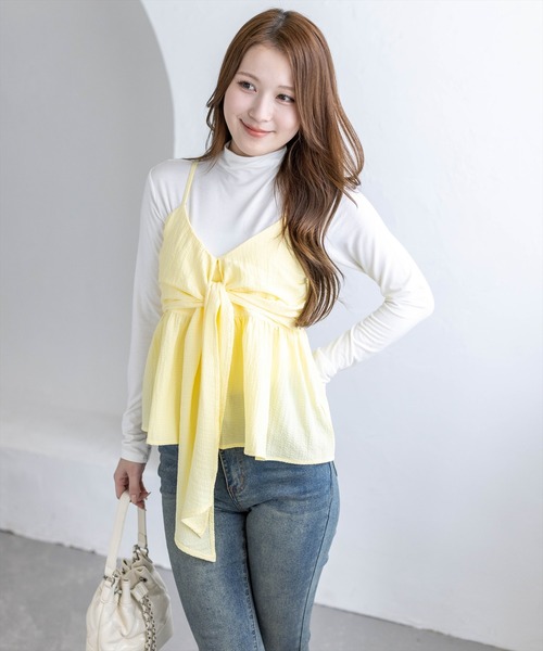 clear（クリア）の「無地柄アソートリボン風ビスチェ［大人 カジュアル ガーリー 着回し力抜群］≪新作≫（キャミソール・レディース・オフホワイト/ブラック系その他/ブラック/ホワイト系その他/イエロー・F）」の11枚目の写真