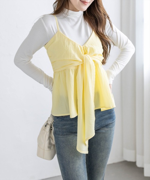 clear（クリア）の「無地柄アソートリボン風ビスチェ［大人 カジュアル ガーリー 着回し力抜群］≪新作≫（キャミソール・レディース・オフホワイト/ブラック系その他/ブラック/ホワイト系その他/イエロー・F）」の6枚目の写真