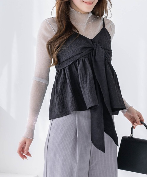 clear（クリア）の「無地柄アソートリボン風ビスチェ［大人 カジュアル ガーリー 着回し力抜群］≪新作≫（キャミソール・レディース・オフホワイト/ブラック系その他/ブラック/ホワイト系その他/イエロー・F）」の15枚目の写真