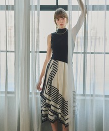 EIMY ISTOIRE | 【PRE ORDER】スカーフパターンニットドッキングワンピース(ワンピース)