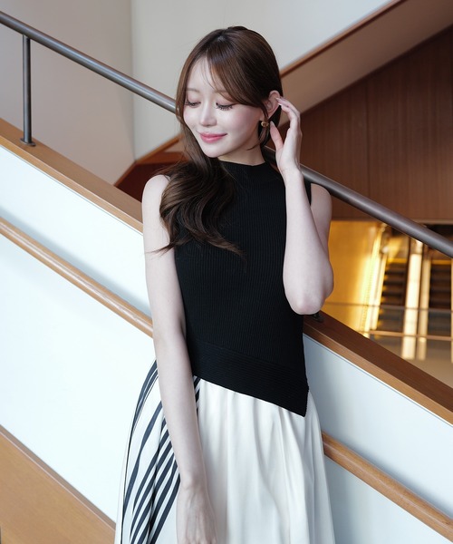 EIMY ISTOIRE(エイミーイストワール)の「スカーフパターンニットドッキングワンピース(ワンピース・レディース・ベージュ/ブラック・38/36)」の15枚目の写真