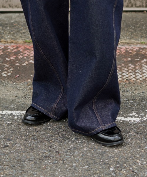 WEGO（ウィゴー）の「WEGO/【26年春夏新作】カバーフィットフラップデニムパンツ（デニムパンツ・メンズ・インディゴブルー/ブラック系2・MEDIUM/LARGE）」の7枚目の写真