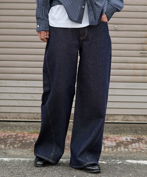 WEGO（ウィゴー）の「WEGO/【26年春夏新作】カバーフィットフラップデニムパンツ（デニムパンツ・メンズ・インディゴブルー/ブラック系2・MEDIUM/LARGE）」の22枚目の写真