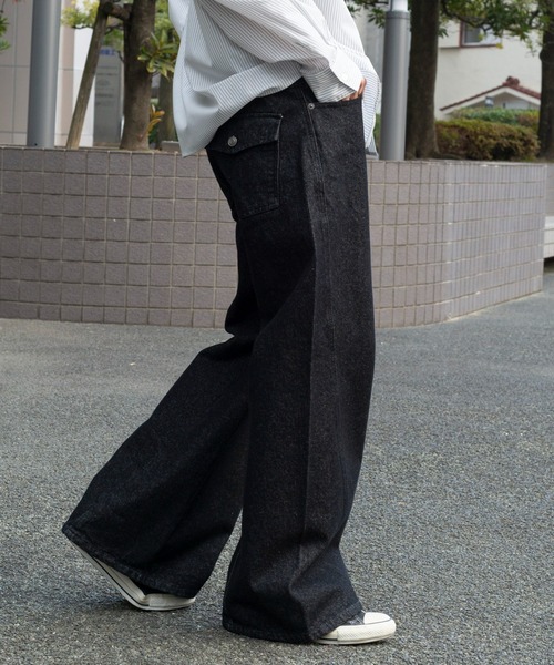 WEGO（ウィゴー）の「WEGO/【26年春夏新作】カバーフィットフラップデニムパンツ（デニムパンツ・メンズ・インディゴブルー/ブラック系2・MEDIUM/LARGE）」の11枚目の写真