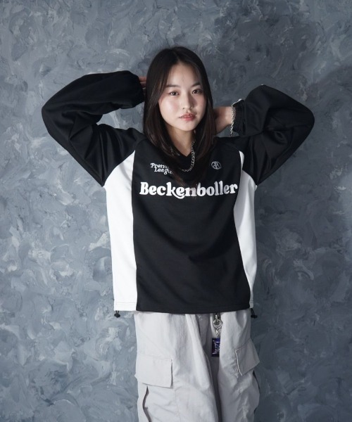 NOIZY（ノイジー）の「Pullover Game Shirt / プルオーバー ジャージ素材 ゲームシャツ（Tシャツ/カットソー・メンズ・White/Black・LARGE/MEDIUM）」の3枚目の写真