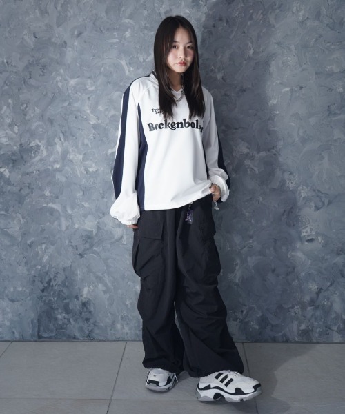 NOIZY（ノイジー）の「Pullover Game Shirt / プルオーバー ジャージ素材 ゲームシャツ（Tシャツ/カットソー・メンズ・White/Black・LARGE/MEDIUM）」の8枚目の写真