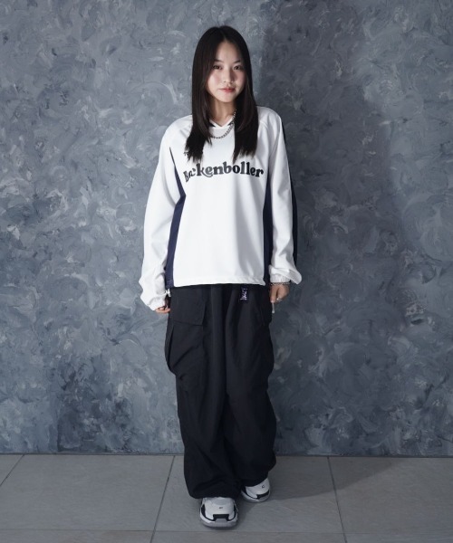 NOIZY（ノイジー）の「Pullover Game Shirt / プルオーバー ジャージ素材 ゲームシャツ（Tシャツ/カットソー・メンズ・White/Black・LARGE/MEDIUM）」の12枚目の写真