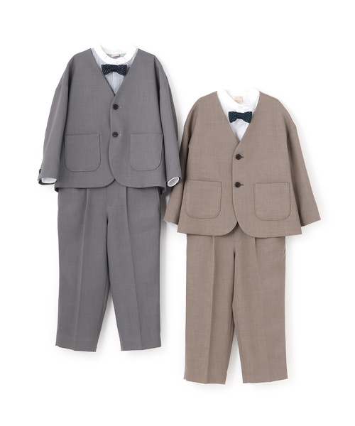petit main（プティマイン）の「【セミフォーマル】ノーカラーJK+ロングパンツセット（スーツセット・キッズ・グレー/グレイッシュベージュ・110cm/120cm/130cm）」の4枚目の写真