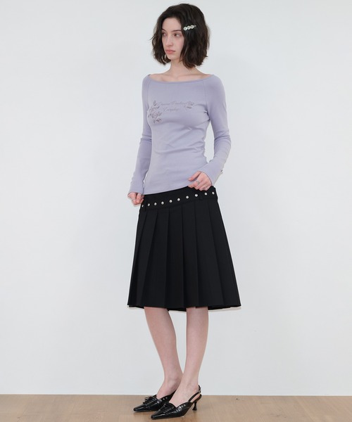 SOLWEIGE（ソルヴェイグ）の「【SOLWEIGE】ローズ刺繍 ネックラインデザイン 長袖Tシャツ（Tシャツ/カットソー・レディース・ラベンダー/アイボリー・S/M/L）」の9枚目の写真