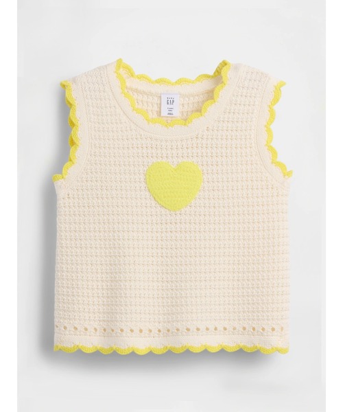 GAP(ギャップ)の「クロシェ ハート ニットタンクトップ (幼児・ベビー)(ベスト・キッズ・アイボリー・95cm/100cm/105cm/110cm/70cm/80cm/90cm)」の1枚目の写真