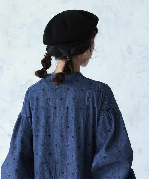 soulberry(ソウルベリー)の「雨つぶ刺繍のデニムワンピース(ワンピース・レディース・ネイビー・L/M/5L/4L/3L/LL)」の13枚目の写真