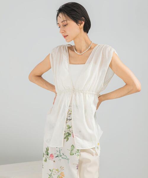 URBAN RESEARCH ROSSO WOMEN（アーバンリサーチ　ロッソ）の「ボタニカルジャガードジレトップス（その他トップス・レディース・ブラック/オフホワイト・FREE）」の4枚目の写真