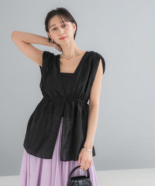 URBAN RESEARCH ROSSO WOMEN（アーバンリサーチ　ロッソ）の「ボタニカルジャガードジレトップス（その他トップス・レディース・ブラック/オフホワイト・FREE）」の12枚目の写真