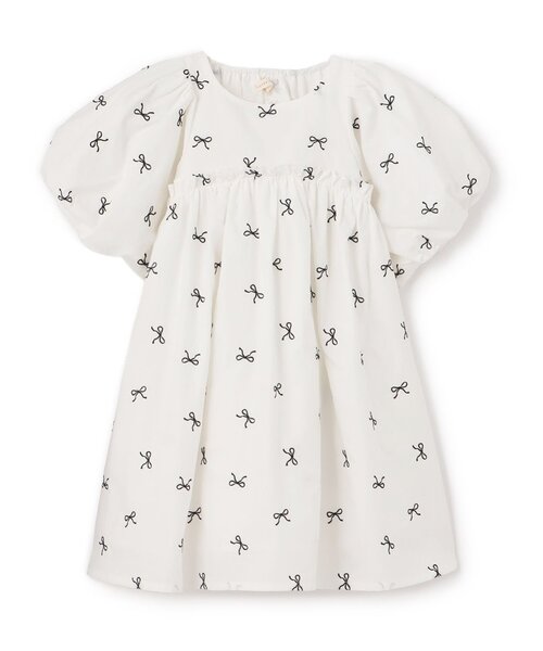 Lycee mine(リセマイン)の「リボン刺しゅうふんわりワンピース【子供服】【キッズ】【女の子】(ワンピース・キッズ・ピンク/ブラック/サックスブルー/オフホワイト・120cm/130cm/140cm/150cm/100cm/110cm)」の5枚目の写真