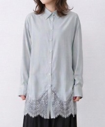 裾レースロングシャツ
