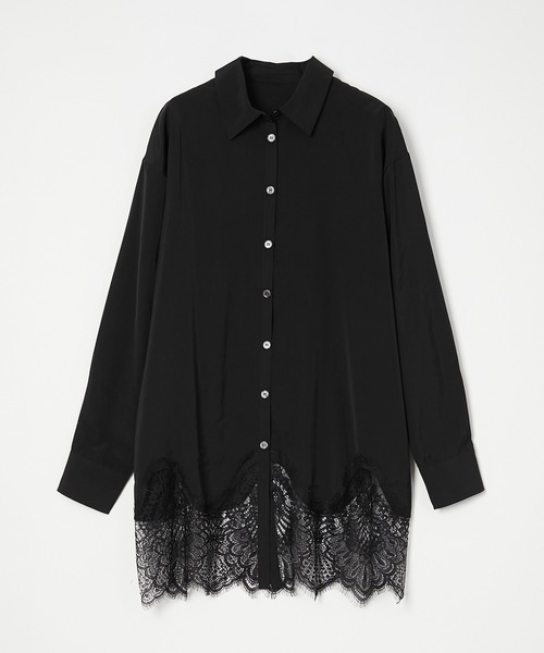Muscat(マスカット)の「裾レースロングシャツ(シャツ/ブラウス・レディース・ブラック/ホワイト/ライトグリーン・F)」の13枚目の写真