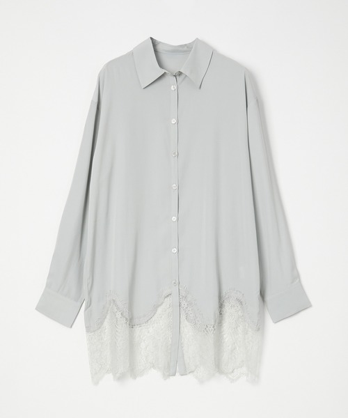 Muscat(マスカット)の「裾レースロングシャツ(シャツ/ブラウス・レディース・ブラック/ホワイト/ライトグリーン・F)」の14枚目の写真