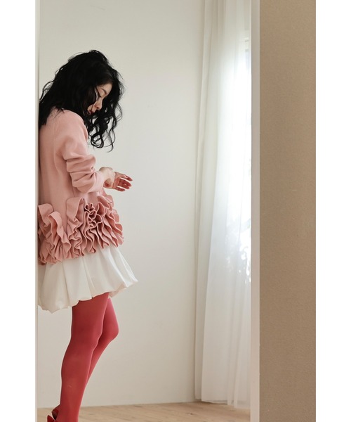 cawaii(カワイイ)の「淡いピンクのバレエチュチュフリルニットカーディガン(カーディガン/ボレロ・レディース・ピンク・FREE)」の3枚目の写真