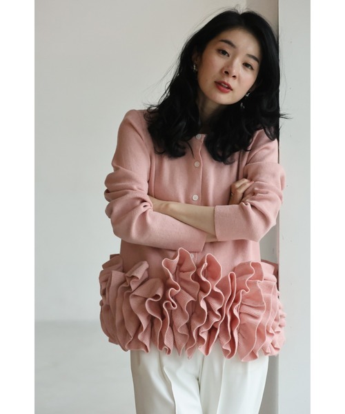 cawaii(カワイイ)の「淡いピンクのバレエチュチュフリルニットカーディガン(カーディガン/ボレロ・レディース・ピンク・FREE)」の4枚目の写真