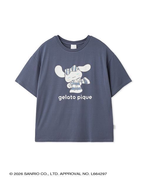 sanrio house(サンリオハウス)の「【gelato pique】【LADIES】ワンポイントTシャツ(ルームウェア/パジャマ・レディース・オフホワイト/ライトブルー/ネイビー/ピンク・F)」の4枚目の写真