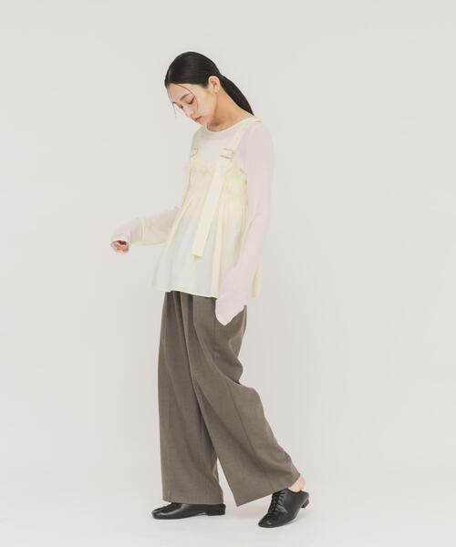 KBF（ケイビーエフ）の「フリルギャザービスチェ（その他トップス・レディース・カーキ/アイボリー/チャコールグレー・ONE）」の9枚目の写真