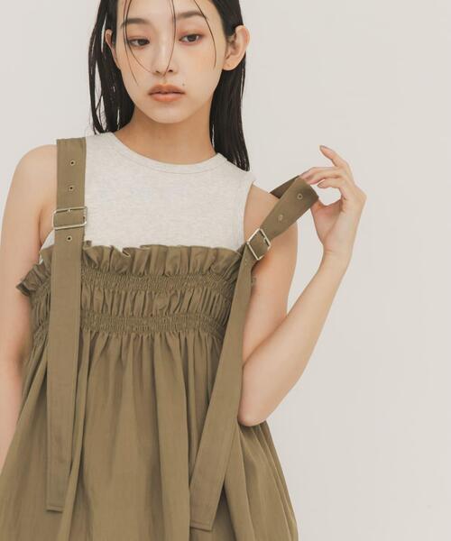 KBF（ケイビーエフ）の「フリルギャザービスチェ（その他トップス・レディース・カーキ/アイボリー/チャコールグレー・ONE）」の13枚目の写真