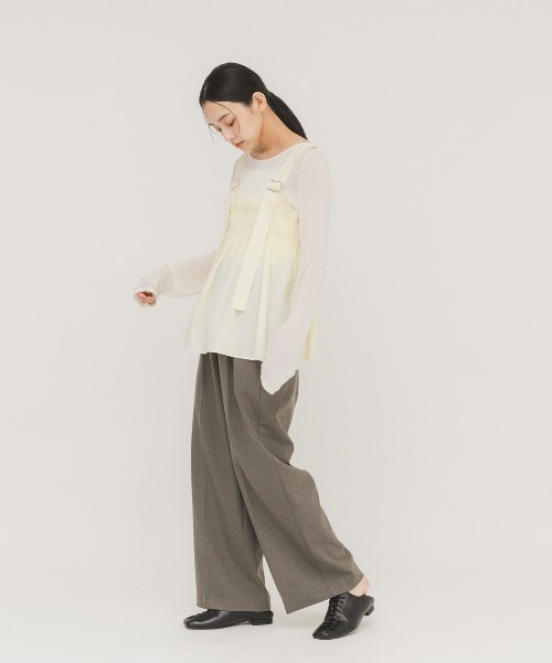 KBF（ケイビーエフ）の「フリルギャザービスチェ（その他トップス・レディース・カーキ/アイボリー/チャコールグレー・ONE）」の9枚目の写真
