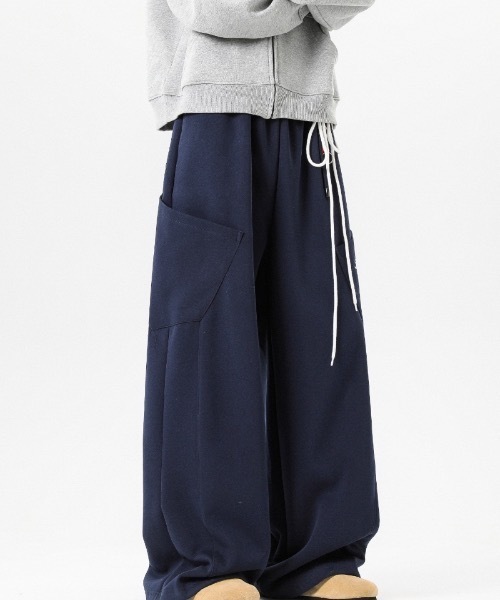 SHEPP（シープ）の「ドローコード付きワイドスウェットパンツ（スウェットパンツ・メンズ・ワインレッド/ネイビー・L/M）」の12枚目の写真