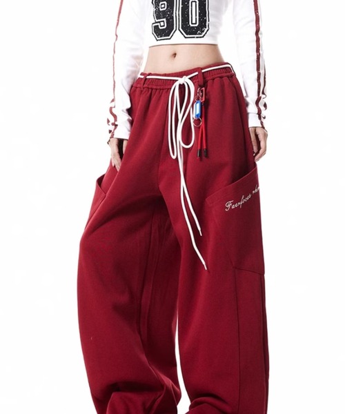 SHEPP（シープ）の「ドローコード付きワイドスウェットパンツ（スウェットパンツ・メンズ・ワインレッド/ネイビー・L/M）」の21枚目の写真
