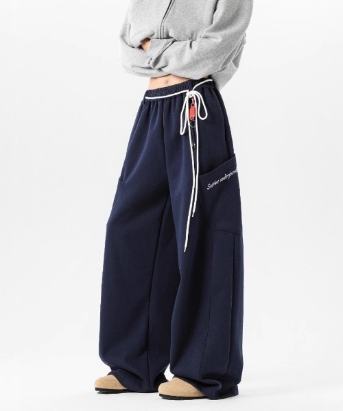 SHEPP（シープ）の「ドローコード付きワイドスウェットパンツ（スウェットパンツ・メンズ・ワインレッド/ネイビー・L/M）」の18枚目の写真