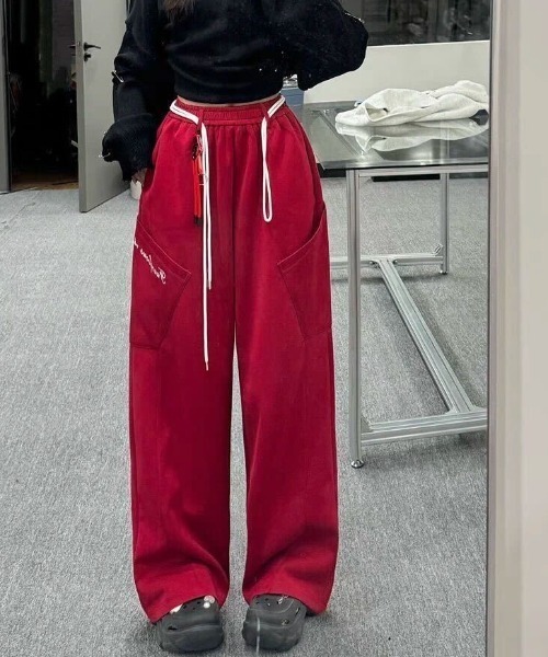 SHEPP（シープ）の「ドローコード付きワイドスウェットパンツ（スウェットパンツ・メンズ・ワインレッド/ネイビー・L/M）」の8枚目の写真