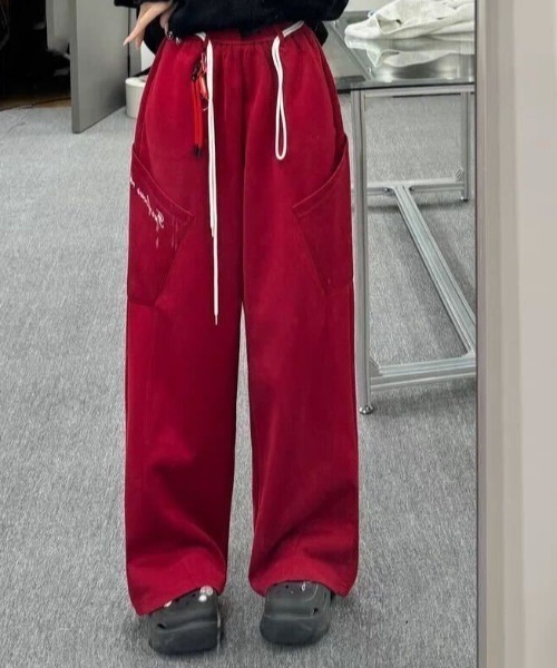 SHEPP（シープ）の「ドローコード付きワイドスウェットパンツ（スウェットパンツ・メンズ・ワインレッド/ネイビー・L/M）」の9枚目の写真