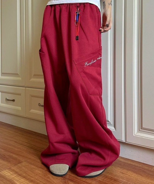 SHEPP（シープ）の「ドローコード付きワイドスウェットパンツ（スウェットパンツ・メンズ・ワインレッド/ネイビー・L/M）」の11枚目の写真
