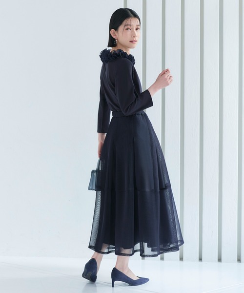 RUIRUE BOUTIQUE(ルイルエブティック)の「選べるシルエット・シアー メッシュスカート(コクーン) | スカート・コクーンスカート・ロングスカート・ウエストゴムスカート・カジュアルスカート・きれいめスカート・美脚スカート(スカート・レディース・アイボリー/ブラック/イエロー/ネイビー/ピンク・L/M)」の13枚目の写真