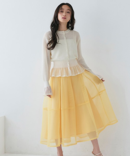 RUIRUE BOUTIQUE(ルイルエブティック)の「選べるシルエット・シアー メッシュスカート(コクーン) | スカート・コクーンスカート・ロングスカート・ウエストゴムスカート・カジュアルスカート・きれいめスカート・美脚スカート(スカート・レディース・アイボリー/ブラック/イエロー/ネイビー/ピンク・L/M)」の16枚目の写真