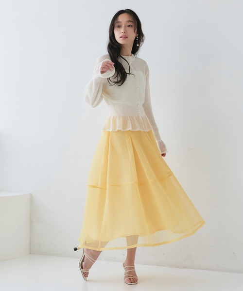 RUIRUE BOUTIQUE(ルイルエブティック)の「選べるシルエット・シアー メッシュスカート(コクーン) | スカート・コクーンスカート・ロングスカート・ウエストゴムスカート・カジュアルスカート・きれいめスカート・美脚スカート(スカート・レディース・アイボリー/ブラック/イエロー/ネイビー/ピンク・L/M)」の17枚目の写真