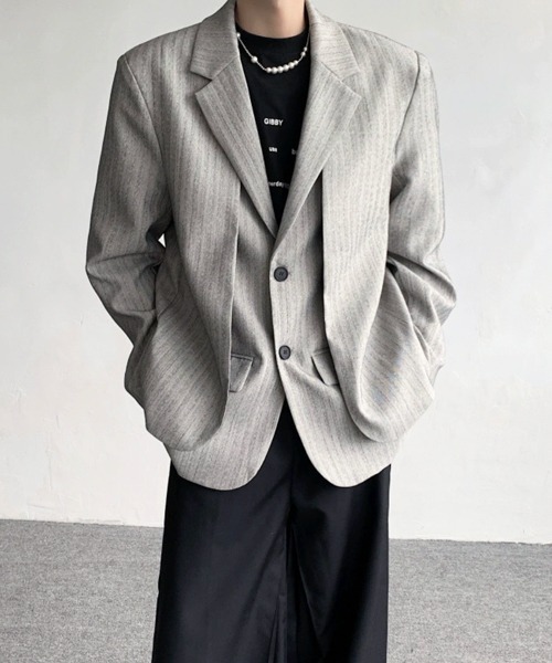 NOWLE(ノウル)の「【NOWLE】フェイクツーピース レイヤード テーラードジャケット(テーラードジャケット・メンズ・グレー・LARGE/MEDIUM)」の3枚目の写真
