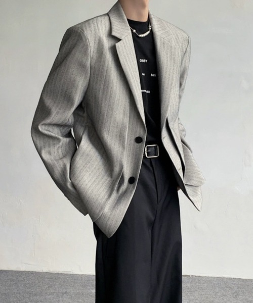 NOWLE(ノウル)の「【NOWLE】フェイクツーピース レイヤード テーラードジャケット(テーラードジャケット・メンズ・グレー・LARGE/MEDIUM)」の4枚目の写真