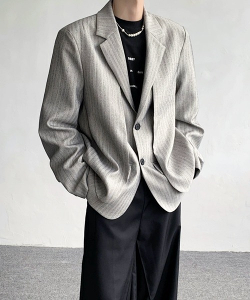 NOWLE(ノウル)の「【NOWLE】フェイクツーピース レイヤード テーラードジャケット(テーラードジャケット・メンズ・グレー・LARGE/MEDIUM)」の5枚目の写真