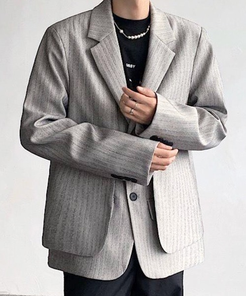 NOWLE(ノウル)の「【NOWLE】フェイクツーピース レイヤード テーラードジャケット(テーラードジャケット・メンズ・グレー・LARGE/MEDIUM)」の11枚目の写真
