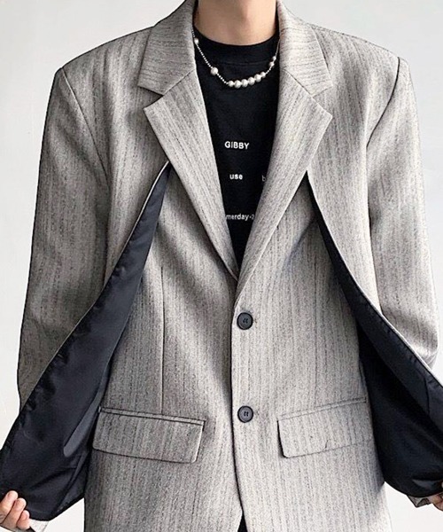 NOWLE(ノウル)の「【NOWLE】フェイクツーピース レイヤード テーラードジャケット(テーラードジャケット・メンズ・グレー・LARGE/MEDIUM)」の12枚目の写真