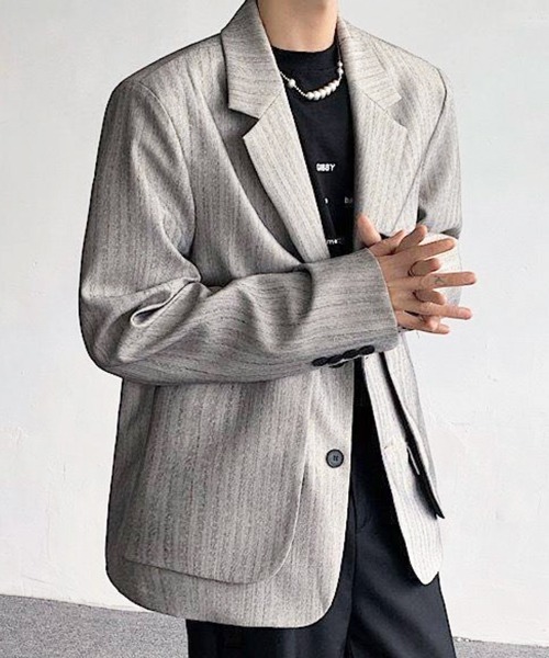 NOWLE(ノウル)の「【NOWLE】フェイクツーピース レイヤード テーラードジャケット(テーラードジャケット・メンズ・グレー・LARGE/MEDIUM)」の14枚目の写真