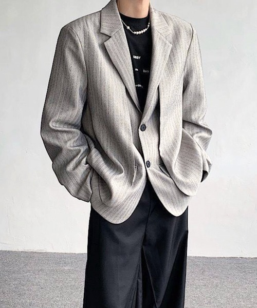 NOWLE(ノウル)の「【NOWLE】フェイクツーピース レイヤード テーラードジャケット(テーラードジャケット・メンズ・グレー・LARGE/MEDIUM)」の15枚目の写真