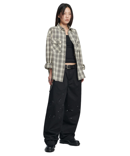 NOMANUAL（NOMANUAL）の「ROUGH SEERSUCKER CHECK SHIRTS - IVORY（シャツ/ブラウス・レディース・その他・SMALL/MEDIUM/LARGE/X-LARGE）」の4枚目の写真