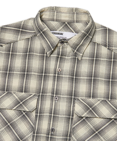 NOMANUAL（NOMANUAL）の「ROUGH SEERSUCKER CHECK SHIRTS - IVORY（シャツ/ブラウス・レディース・その他・SMALL/MEDIUM/LARGE/X-LARGE）」の5枚目の写真