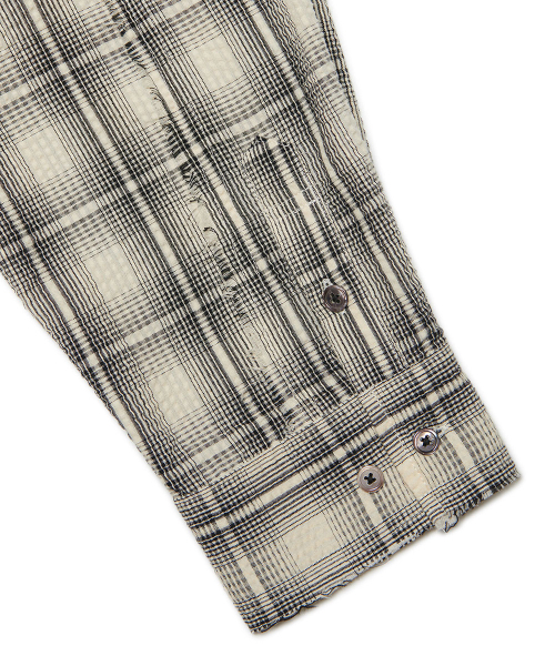 NOMANUAL（NOMANUAL）の「ROUGH SEERSUCKER CHECK SHIRTS - IVORY（シャツ/ブラウス・レディース・その他・SMALL/MEDIUM/LARGE/X-LARGE）」の7枚目の写真